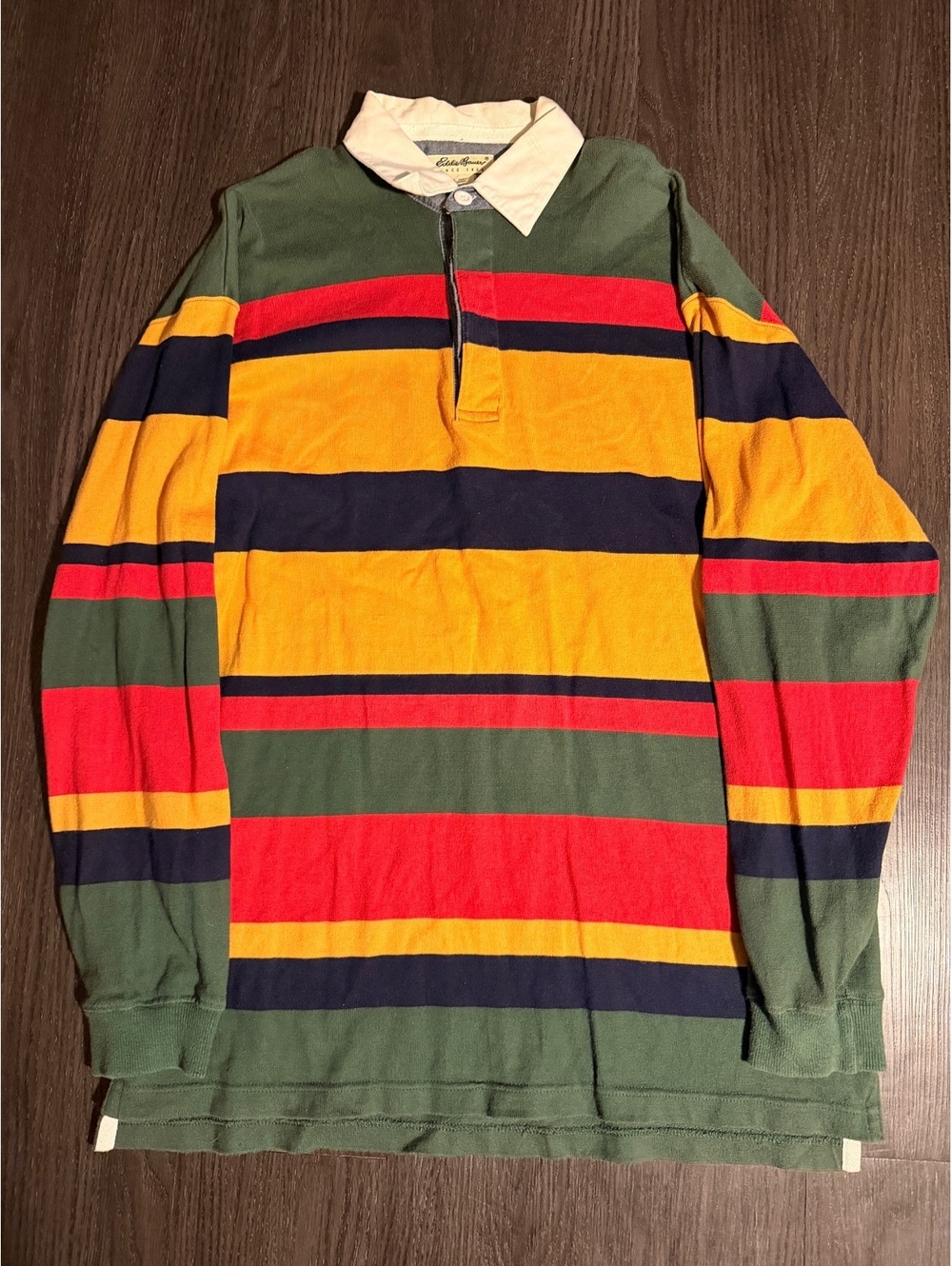 Vintage 90s Eddie Bauer Striped Rugby Shirt Size M